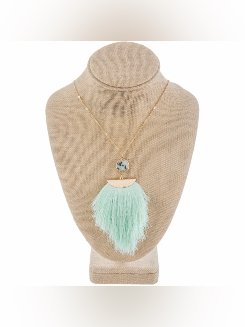 Long Mint Tassel Pendant Necklace - Women Jewelry